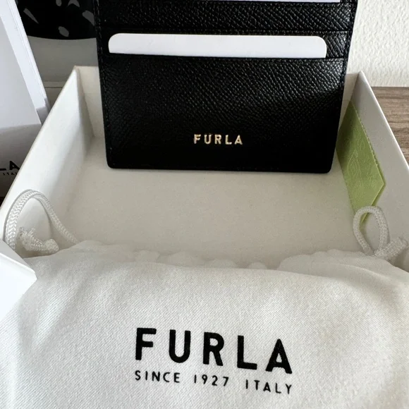 Furla Black Leather Credit Card Holder Wallet New Authentic - Picture 2 of 11